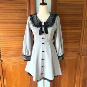 Liz Lisa J-fashion Harajuku Gyaru Jirai Kei Dollcore Gray Black Lace Dress S